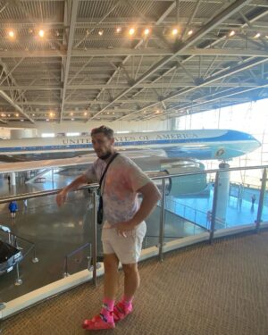 Augustus Prew Instagram - Me and @dankyklein geeked the fuck out at the Reagan Presidential Library, went on 1980’s Air Force One baby (yeeeeaaahhhh!!!), bought every single commemorative photo possible AND saw a model of a horse with no legs coming out of the floor there for some reason