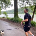 Augustus Prew Instagram - Ran up loads of hills and through Longleat Forest for several miles with a dog harnessed to me in Wiltshire with my hardcore cousin @feeblesb Highly recommend if you wanna get real sweaty and be at one with the universe and Flora her cocker spaniel 😋💦🐕‍🦺🦮 Shear Water Lake, Longleat Estate