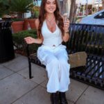 Ava Allan Instagram - Ice cream and iced coffee in my pants by pinspark 🍦🤍🧋 #pinsparkpants #pinspark Los Angeles, California