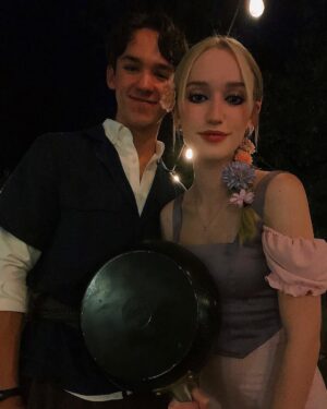 Avi Lake Instagram - Happy Halloween from Rapunzel, Flynn & the frying pan! 🎃💕💜 #tangled