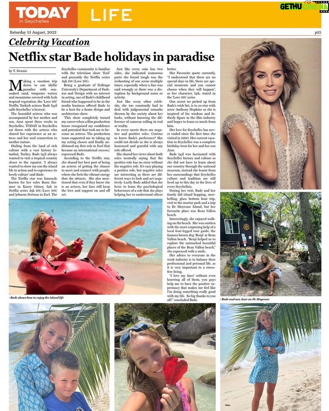 Bade Işcil Instagram - Seyşeller ‘de @todayinseychelles için @triciapalomadennis ile yaptığımız röportaj bugün yayında 🥰 #interview with #todayinseychelles #seychelles #beauvallon SEYCHELLES