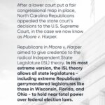 Barack Obama Instagram - Today, the U.S. Supreme Court has ruled in favor of North Carolina voters in Moore v. Harper. They rejected the fringe independent state legislature theory that threatened to upend our democracy and dismantle our system of checks and balances by giving state legislatures near-total control of federal election laws. This ruling is a resounding rejection of the far-right theory that has been peddled by election deniers and extremists seeking to undermine our democracy. And it makes clear that courts can continue defending voters' rights — in North Carolina and in every state. Thanks to the National Redistricting Foundation and Eric Holder for helping make this happen.
