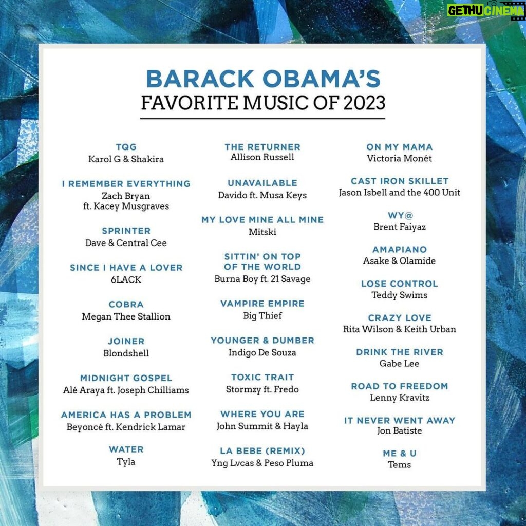 Barack Obama Instagram - Here are some of my favorite songs from this year. Let me know if there are any artists or songs I should check out.