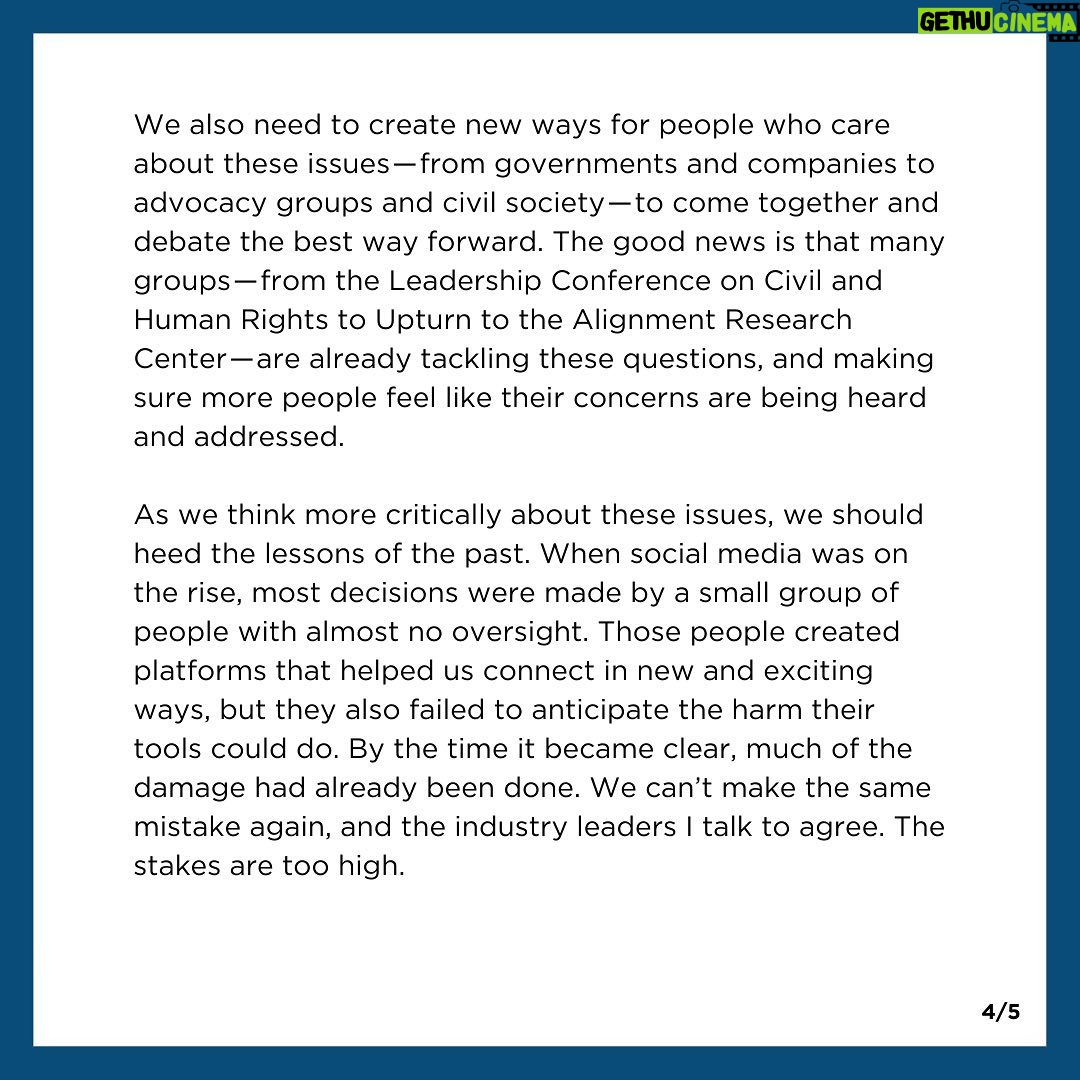 Barack Obama Instagram - Artificial Intelligence has the potential to change the way we work, learn, and create. I'm glad to see @POTUS Biden signing an executive order on AI designed to encourage innovation while avoiding some of the biggest risks. Congress should follow his lead and look to his executive order for opportunities to fund this work.