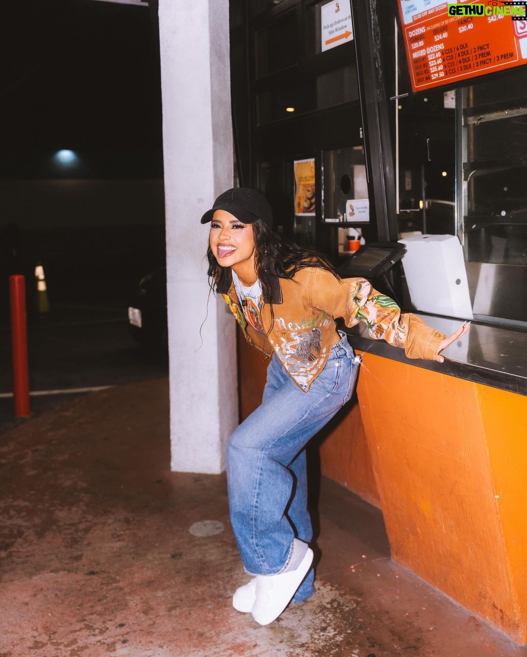 Becky G Instagram - And one day I’mma bring home a Grammy, but no matter what I’ll be bringing home Randy‘s donuts, so what holla when you see me I’m still the same B even when I’m on TV. Inglewood, California