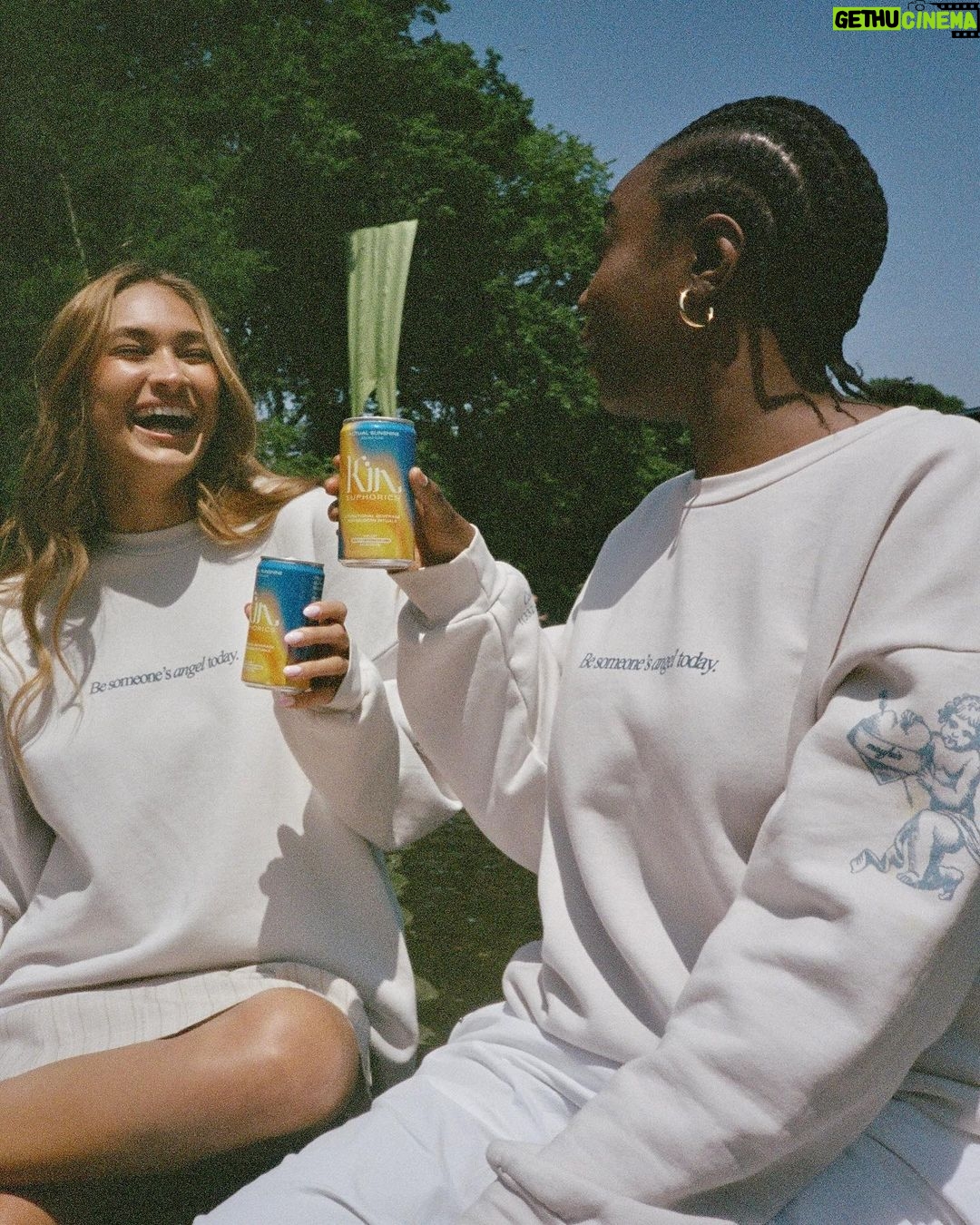 Bella Hadid Instagram - Sweet getting to hear the recording of our first meeting together from a few months ago. Getting to connect @kineuphorics and @themayfairgroup for this special collaboration is a blessing for me- our angels on speed-dial crewneck is live now! The affirmations on our hotline came straight from us - I hope they inspire you to spread kindness and be someone's angel today. If you see this sweater on the street , please go do one thing to make someone’s day. Thank you @samabrahart @devonnemcfarland and the Mayfair team for your love, connection, patience and heart. I adore you. Thank you to my partner in heart crime and kin @jenofkin and our magical team. I feel lucky. I love you all. crewneck available ONLINE now @ themayfairgroupllc.com