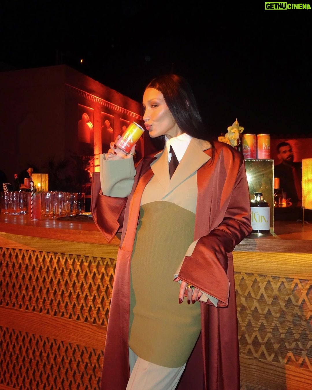 Bella Hadid Instagram - Thank you your Excellency @almayassabnthamad for hosting this incredible evening celebrating the culmination of a decade of cultural exchange, enabling dialogue and conversation. As someone with roots in the region, I am proud to be able to use my platform to advocate for change, as well as, enlighten the West about the beauty of the Middle East. By now, many of you know that I have supported the Palestinian cause passionately , as well as advocating and aiding Syrian refugees, just like @malekjandali , in educational scholarships, hoping that in doing so they too can achieve a second chance in life. No matter what I lose along the way, my passion will always stand with the rights of human beings, and my voice will always be used to speak for the unheard. I quickly wanted to add, As a person who has suffered from anxiety and depression — I have found a solution and I am grateful to be here this evening to share my new product, @kineuphorics with you all. As co-founder, I am proud to say Kin is a non alcaholic beverage made from natural ingredients and supplements to calm the nervous system, provide clarity and heighten energy levels.. Mental health is a very important topic to me and I hope by sharing how I overcome my own struggles, i can empower sufferers in the region to break the stigma in speaking their own truths. I want to thank Her Excellency for always having an open mind to new opportunities for her country, and allowing me to share something with you that I feel is a necessity for the future. As a daughter of a refugee father and immigrant mother, I understand what impact generational trauma has on family and blood lines , especially when dealing with mental wellness. As I’ve grown up, I’ve realized that suffering is not a choice but choosing to open your mindset to new possibilities of coping, is. I always want to remind myself and others that no matter what , there will always be a light at the end of the tunnel. I’m thrilled to have the opportunity to share a bit of my light, @kineuphorics , with you all tonight. I hope you enjoy.