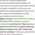 Bella Hadid Instagram - Hi friends ❤️- we need to tell @nyccouncil, @NYCSpeakerAdams and @NYCMayor to pass legislation (Intro 573) (thank you @bobholdennyc )) to phase out cruel carriage horses, protect them while it’s still here and eventually replace it with a humane & electric alternative. This has been going on for WAY too long in this kind of environment….Another sick, malnourished carriage horse collapsed in distress on the hot pavement of New York City while his driver whipped him repeatedly….. We are also calling on the Manhattan District Attorney & the NYPD to investigate criminal animal abuse charges against Ian Mckeever for his abusive behavior. Ryder needs immediate help and to be released from his abuser. Can anyone comment below if they know where he is/ have any information on Ryder please? It's barbaric to force horses like Ryder to pull heavy carriages in extreme heat in the busiest part of the busiest city in America without a place to break or eat. We have to do something now. This should have been done years ago. Eric Adams, The world is watching!! Please do what is right for these animals. Take action. LINK TO TAKE ACTION: nyclass.org/StopHorseAbuse