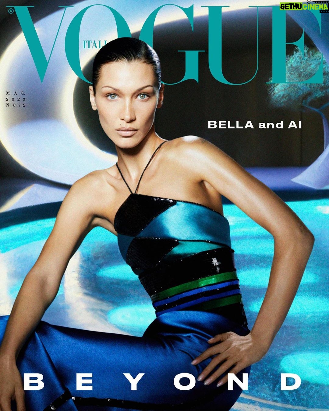 Bella Hadid Instagram - @BellaHadid è la protagonista “reale” di una copertina, e di un numero, dedicato al tema dell’Intelligenza Artificiale. Fotografata da @Carlijnjacobs con lo styling di @Imruh su sfondi creati con il programma DALL- E, la cover è il risultato di un’affascinante quanto complessa interazione tra la creatività umana e la macchina. “Possiamo usare l'AI per sostituire la creatività umana, e impigrirci, oppure come strumento per stimolarla, espanderla, superarandone i limiti tradizionali” afferma #Carlijnjacobs. “Col progredire della tecnologia, in futuro vedremo sempre più immagini prodotte con l’Intelligenza Artificiale, ma mi risulta difficile immaginare che la fotografia tradizionale, e con essa le figure professionali del fotografo, del make up artist, del set designer, scompariranno” aggiunge #ImruhAsha. Scopri tutti i retroscena di come questa storia è stata creata nell’articolo a cura di @MicheleFossi al link in bio, e sul nuovo numero di #VogueItalia, in edicola dal 3 maggio. Credits Photographer @carlijnjacobs Model @bellahadid Stylist @imruh Stylist Assistant @arouammari Stylist Assistant @ashzielinski Make-up @samvissermakeup @artpartner Hair Stylist mustafayanaz @artandcommerce Mani @jinsoonchoi @homeagency Set Designer @heathmattioli @frankreps Production @prodn_artandcommerce Location @hookstudiobk In collaboration with the AI artist @dailydall.e Thanks to @openaidalle Total look @giorgioarmani Head of Editorial Content: @franragazzi Global Creative Director: @juancp Global Director, Talent & Casting: @mrsvoguester #VogueCover #MayIssue