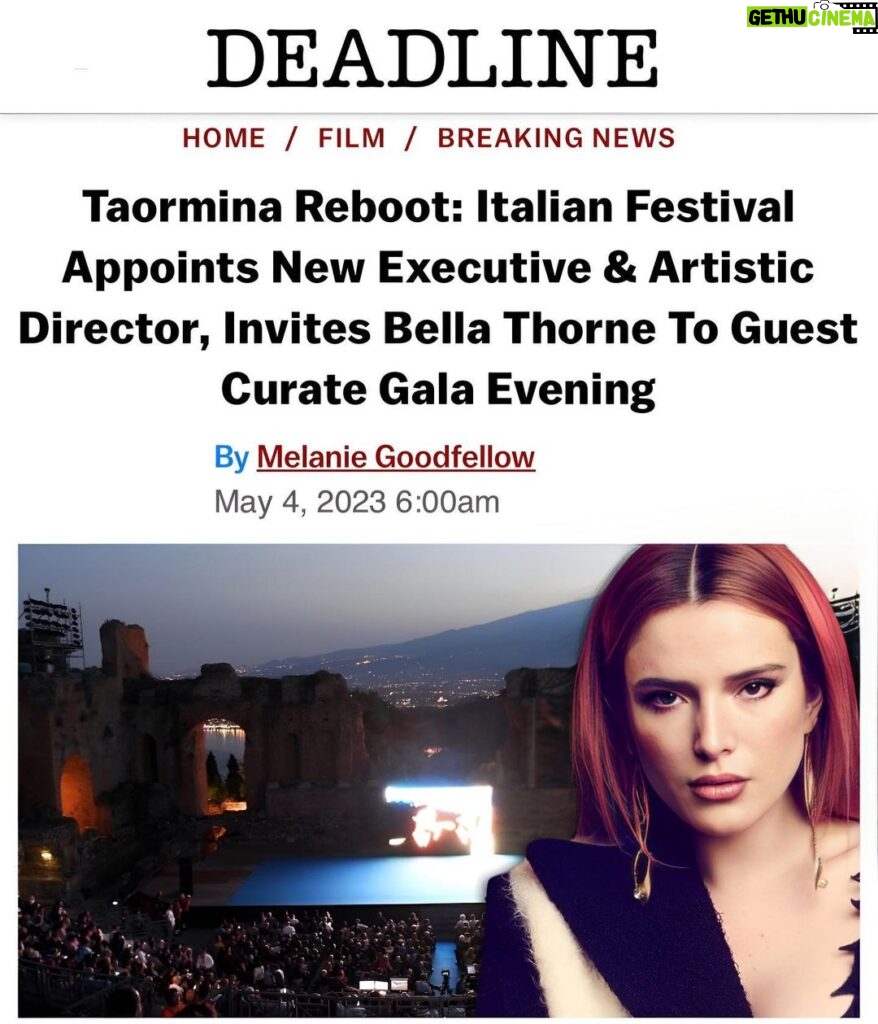 Bella Thorne Instagram - Excited to announce I am hosting the 69th Taormina Film Festival Gala, where I have the honor to premiere my directorial short film debut PAINT HER RED, an original screenplay I wrote, directed and starred in. I am inviting not only well-known artists and people from all walks of life -to screen their projects as directors as well that evening, will also feature talent I have recently discovered. We all connect through stories: watching art should be like looking in the mirror. I am very grateful for the opportunity to lead the way in showcasing a new generation of filmmakers. Now more than ever, it’s important everyone has their voice heard and given a chance to shine. Thank you Barrett Wissman! I’m absolutely honored to have my Italian premiere at Taormina. I’m so incredibly excited to hear your stories!