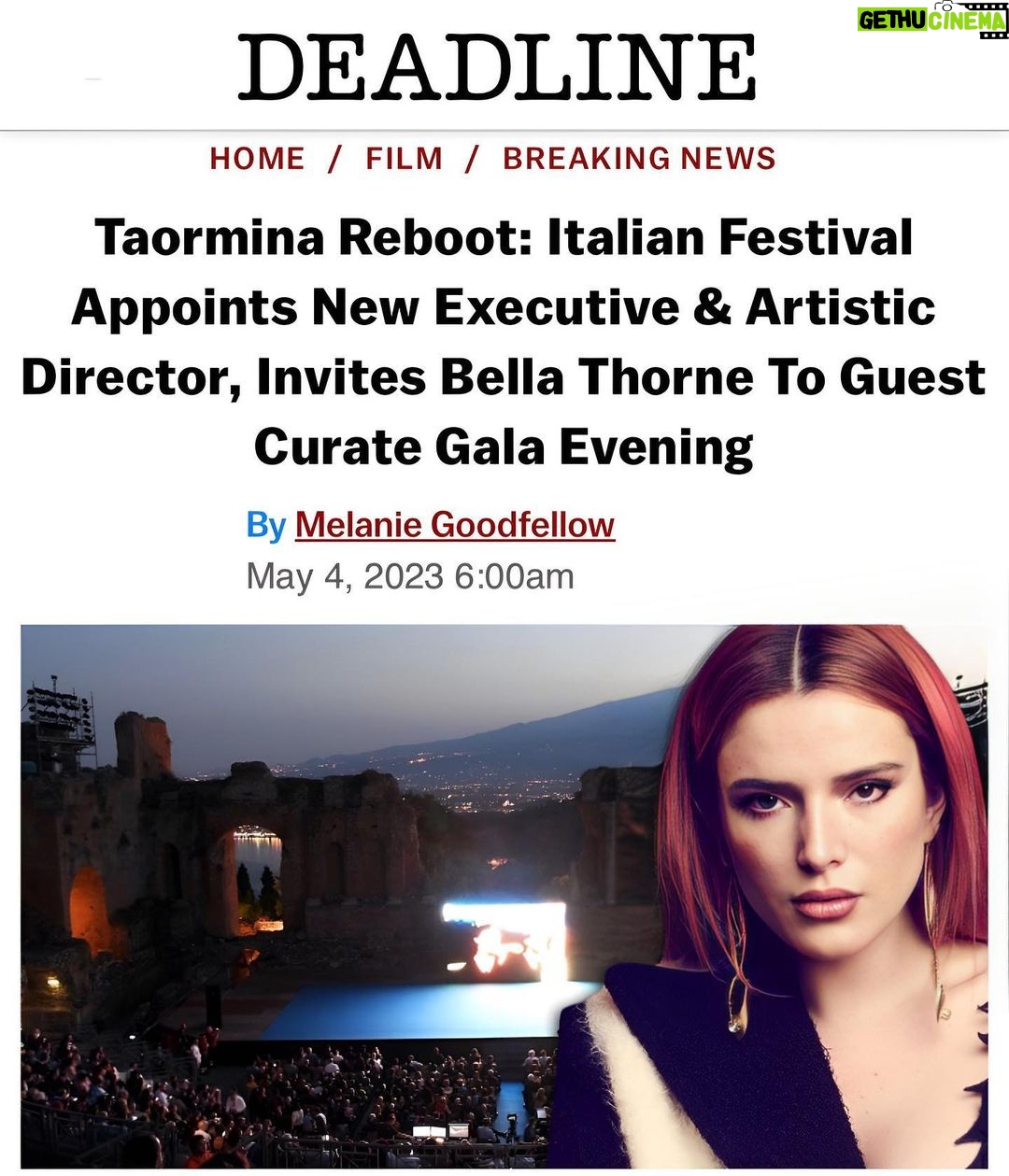 Bella Thorne Instagram - Excited to announce I am hosting the 69th Taormina Film Festival Gala, where I have the honor to premiere my directorial short film debut PAINT HER RED, an original screenplay I wrote, directed and starred in. I am inviting not only well-known artists and people from all walks of life -to screen their projects as directors as well that evening, will also feature talent I have recently discovered. We all connect through stories: watching art should be like looking in the mirror. I am very grateful for the opportunity to lead the way in showcasing a new generation of filmmakers. Now more than ever, it’s important everyone has their voice heard and given a chance to shine. Thank you Barrett Wissman! I’m absolutely honored to have my Italian premiere at Taormina. I’m so incredibly excited to hear your stories!