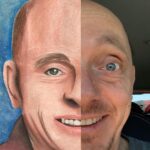 Bernhard Hoëcker Instagram - Danke an Lisa für das Portrait. Na? Welche Seite ist der echte? @kungfubaerchen_art