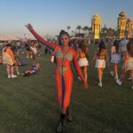 Bethany Clayton Instagram – She is the moment ⚡️ styled by @charlessuxx ❤️‍🔥
Dress @jeanpaulgaultier 
Shoes @jeffreycampbell 
Bag @diesel Coachella Music Festival