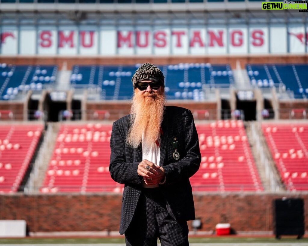 Billy Gibbons Instagram - Hey and have mercy.  It's your pal Billy F Gibbons. There's a rumor spreading round in that Texas town about that undefeated SMU Mustang Football game tonight. I will be there to see for myself at Ford Stadium as SMU takes on Tulane.  Let's Go Mustangs.  PONY UP!   @smufb @smu.mustangs @espn #smu #billyfgibbons #smufootball #mustangs #ponyup @marklenkennedy