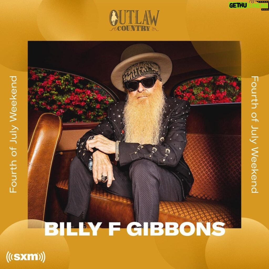Billy Gibbons Instagram - The Reverend Billy Gibbons will be taking over @SXMOutlaw channel only on @SiriusXM and featuring songs from ‘Hardware’ throughout the 4th of July Weekend. Listen here: https://siriusxm.us/BillyFGibbons