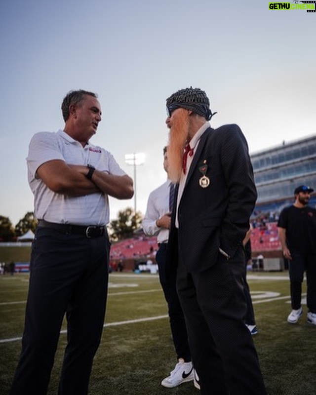 Billy Gibbons Instagram - Hey and Have Mercy. A big shout out and thank you to Southern Methodist University and the undefeated SMU Football team for having me by for their coin toss shindig. It was an honor and a privilege and I look forward to the next adventure.  Seems those Mustangs keep moving on up that Top 25 poll. Keep on keeping on. Go Mustangs. And PONY UP!  @shotgunwillie11 @coachdykessmu @smufb @espn @MarklenKennedy #TomSabin #PresidentRGeraldTurner #CoachDykes #SonnyDykes #CoachCreech #JoshCreech #marklenkennedy #espn #ponyexpress #ponyup #ponyupdallas #hilltop #dallas #tripleD #BradCheves #RogersHealy #MayorJohnson #EpicWestern #MattAyers #Upshotgoods #AnthonyCrespino #LisaRawlins #JasonAndrews #beaubedford #perunasmu #QuesosQorner #TedStone #GeoffreySmall