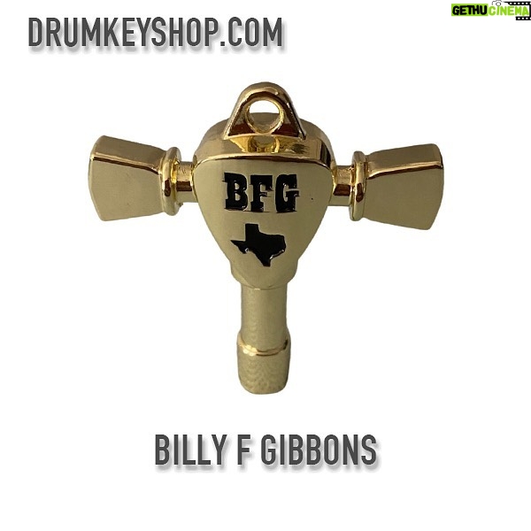 Billy Gibbons Instagram - On sale NOW! Billy F Gibbons’ Signature Drum Key! Grab yours now in gold, chrome, antique brass and antique copper. Head over to drumkeyshop.com or swipe up in our story to buy yours NOW! These drum keys are cast metal and strong enough to use daily as a drum key but beautiful enough to collect. All keys are in stock but limited quantities are available. @drumkeyshop ships internationally as well as domestically! A portion of the profit goes to charity on each key so you’re helping out others while getting a drum key you can use daily. #drumkeyshop #signaturedrumkey #customdrumkey #billyfgibbons