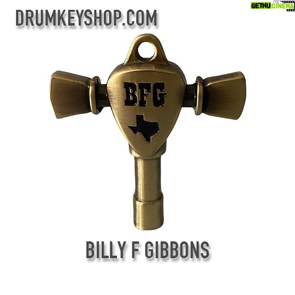 Billy Gibbons Instagram - On sale NOW! Billy F Gibbons’ Signature Drum Key! Grab yours now in gold, chrome, antique brass and antique copper. Head over to drumkeyshop.com or swipe up in our story to buy yours NOW! These drum keys are cast metal and strong enough to use daily as a drum key but beautiful enough to collect. All keys are in stock but limited quantities are available. @drumkeyshop ships internationally as well as domestically! A portion of the profit goes to charity on each key so you’re helping out others while getting a drum key you can use daily. #drumkeyshop #signaturedrumkey #customdrumkey #billyfgibbons