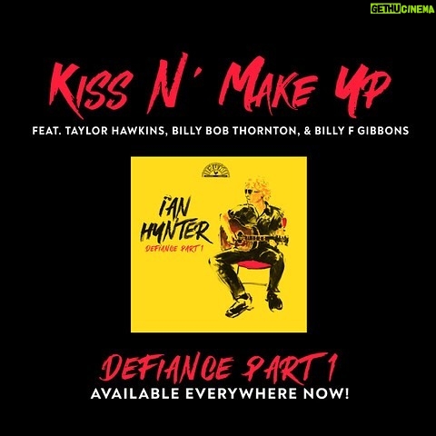 Billy Gibbons Instagram - New album from Ian Hunter @ianhunterdotcom Defiance Part 1 featuring “Kiss N’ Make Up" is out today https://sunrecords.lnk.to/DefiancePt1 Link in bio #ianhunter #billybobthornton #taylorhawkins #billyfgibbons
