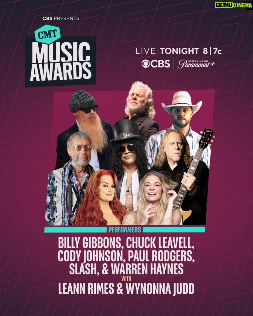 Billy Gibbons Instagram - The Reverend will be making a special appearance and performing at the #CMTAwards! Tune in tonight at 8/7c on CBS! @cbstv @cmt