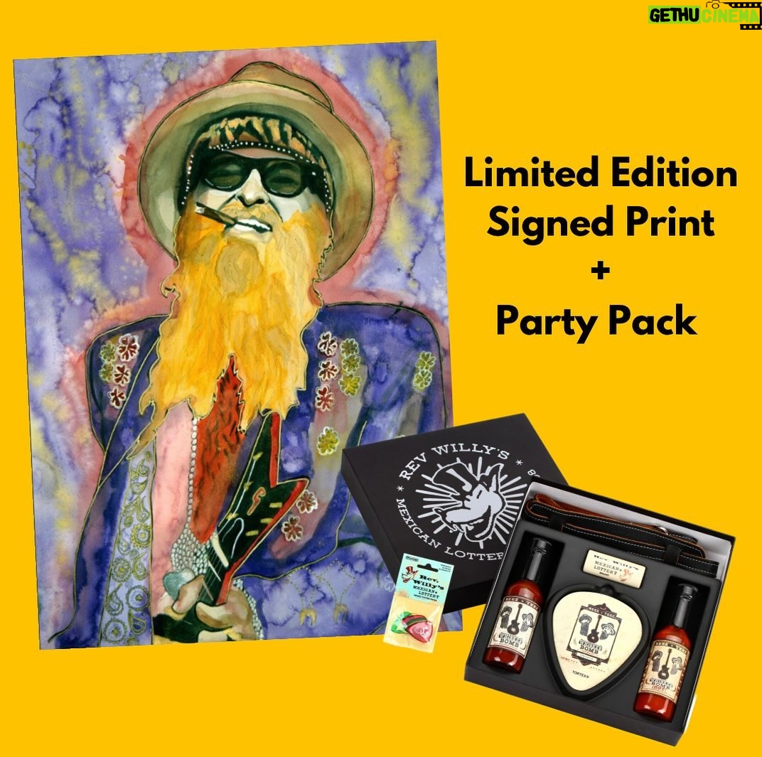 Billy Gibbons Instagram - Have mercy! Get your @billyfgibbons Party Pack with picks, strap, slide, coasters, and two bottles of Billy’s hot sauce in the Holiday Store. #billygibbons #bfg #dunlop #party #hotsauce #giftideas #hotsauce La Grange, Texas