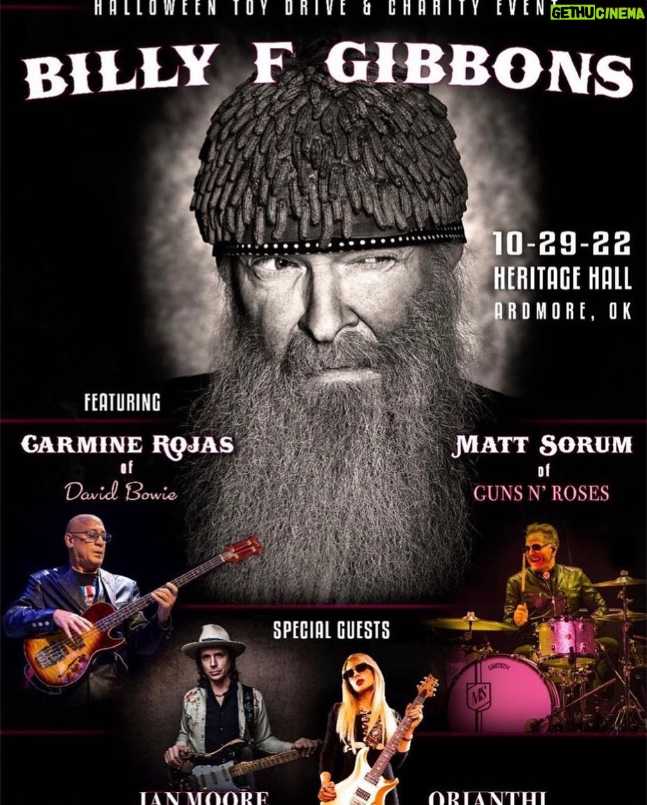 Billy Gibbons Instagram - Repost from @aubrygeneharris β’ 10/29/22 Onsale 9/19/22 aT Noon @stubwire for tix!! @iamorianthi @ianmoorebandofficial @billyfgibbons @mattsorum @twofrogsgrill #zztop #orianthi #billygibbons #carminerojas #ianmoore π₯π₯π₯π₯π₯π₯π₯π₯