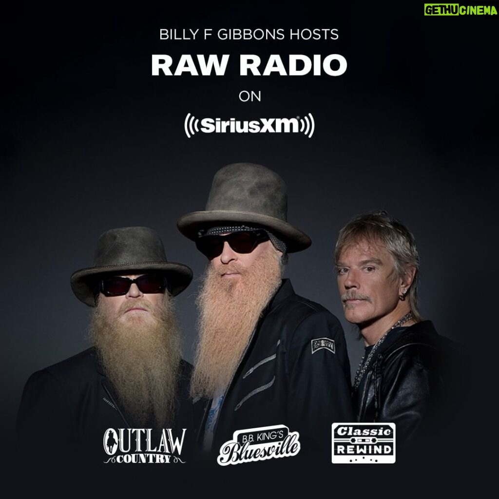 Billy Gibbons Instagram - Billy F Gibbons will be hosting three weeks of ‘RAW Radio’ in celebration of ZZ Top’s new album starting today! Head to the link in bio to find out when to tune in https://blog.siriusxm.com/raw-radio/ #zztop #billyfgibbons