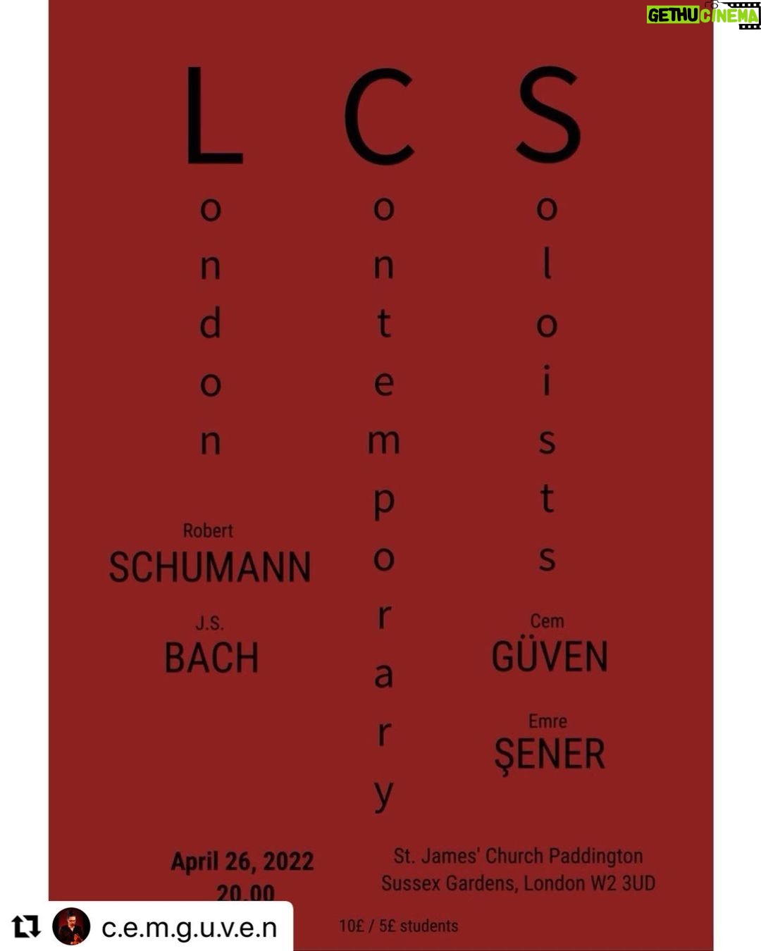 Birol Güven Instagram - #Repost @c.e.m.g.u.v.e.n with @make_repost ・・・ I’m deligthed to present you our most recent ensemble “London Contemporary Soloists”!! This is the first concert of many in the future. Our goal is to organize call for scores, reach out to many contemporary composers&performers and connect them in various performing events! Join us for our debut concert at St James Church on April 26 as we program music by Robert Schumann, J.S. Bach, co-founders&directors Emre Sener and myself! Website will be up soon!