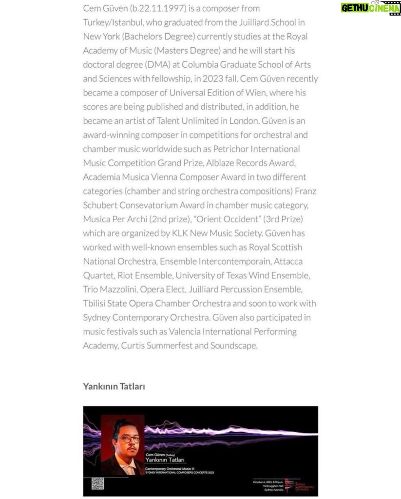 Birol Güven Instagram - Cem Güven bestelerini şimdi de Sidney Contemporary Orchestra çalıyor. Ekim’de Sidney’deyiz, seyyah olduk Cem’in bestelerinin peşinde 😄 @c.e.m.g.u.v.e.n