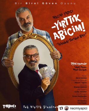 Birol Güven Instagram - Necmi Yapıcı, Ayrılsak da Beraberiz dizisinde “Yırttık Abicim Yırttık”  repliğiyle akıllarda yer eden,üzerinden 25 yıl geçmesine rağmen hala çok sevilen ve yaşamaya devam eden Feridun Bitir karakteri ile karşı karşıya gelirse ne olur ? 
Üstelik Feridun Bitir artık 50 yaşındadır.. Yırtamayanların bahtsız prensi Feridun sizce bu sefer yırtabilecek mi? @necmiyapici 

@yapici_tiyatro nun yeni prodüksiyonu YIRTTIK ABİCİM “İçimdeki Feridun Bitir” Çok yakında tiyatro sahnesinde 🤓

Birol Güven in yazdığı Necmi Yapıcı’nın yönetip oynadığı, Hakan Yılmaz ve Nihan Durukan’ın Dijital konuk oyuncu olarak yer aldığı , Afiş fotoğraflarını Emre Mollaoğlu’nun çektiği, Afiş Tasarımını Galip Aksuların yaptığı YIRTTIK ABİCİM “ İçimdeki Feridun Bitir” sizleri hem düşündürecek hem hayata bakışınızı sorgulatacak hem de bol bol da güldürecek 
@birolguvenmint @oyunadami @nihandurukan @emremollaoglu @galipaksular @yapici_tiyatro @emrah._surucu 

Ayrıca Afiş çekimlerindeki katlılarından dolayı @kuzguncukoptik ve @sanat_dolap a çok teşekkür ederiz