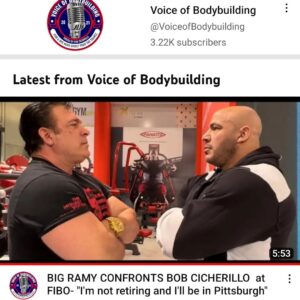 Bob Cicherillo Instagram - NEW VOB UP! BIG RAMY CONFRONTATION!
https://youtu.be/qu-4tFBdv48
#bodybuilding #bobcicherillo #bigramy #mrolympia @big_ramy