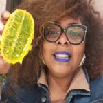 Brely Evans Instagram - We got a new one!! A Kiwano Melon also known as the BLOW FISH FRUIT!! #followmytastebuds TAG ME WITH WHAT YOUR TASTE BUDS THINK ANOUT IT!! 💚 Blue lip by @algebrablessett 💙 Press on Nails by @psytonenails 💚 My interior Home design by @designmyinvestment 💙 My hair by @ms.andreacpowe ❤️ Worldwide