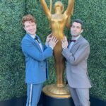 Brendan Scannell Instagram - Didn’t win but we made friends with a few giant Emmy statues along the way 🏆💛 👔 @aubreybinzer 💄 @sonialeeartistry