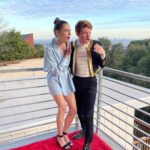 Brendan Scannell Instagram - It’s not a Hollywood premiere without a red beach towel and two covid tests babes!! Go watch @bondingnetflix ya freaks! Jacket vintage @moschino and pants sewed by me with fabric from the one and only @joann_stores of Glendale, CA Hollywood, California