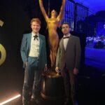 Brendan Scannell Instagram - Didn’t win but we made friends with a few giant Emmy statues along the way 🏆💛 👔 @aubreybinzer 💄 @sonialeeartistry
