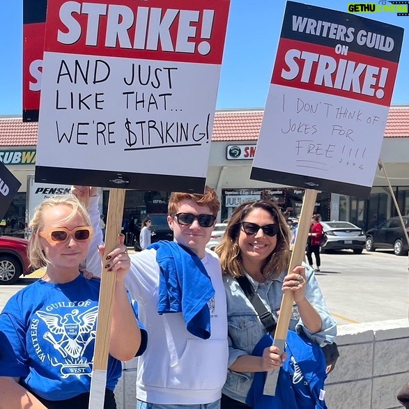 Brendan Scannell Instagram - We are on strike demanding to be paid for the value we create for the wildly profitable companies that control the entertainment industry 🤡 We are demanding fair residuals when the shows we work on are successful 🤑 We are demanding the end to explotative pre-greenlight rooms and anti-labor gig economy practices taken from the tech industry that turn writing for some the richest companies in America into a part-time job 🧟‍♂️ And we’re doing it looking good!! Survival is Insufficient #wgastrong