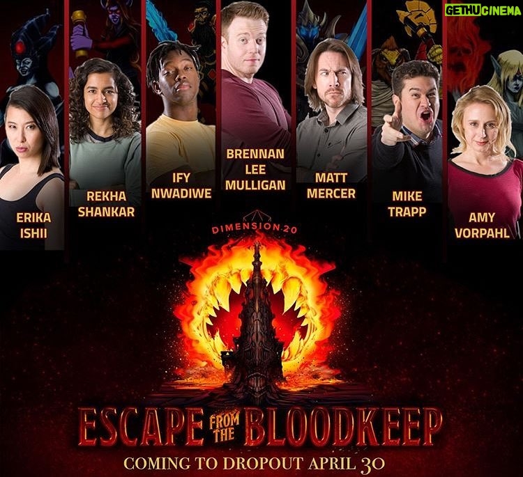 Brennan Lee Mulligan Instagram - An age of wolves and shattered shields, as Escape from the Bloodkeep descends on @dropouttv April 30th!! Join our all star cast of @rekha_s, @matthewmercervo, @vorpahlsword, @mikewtrapp, @theerikaishii and @ifynwadiwe in a tale of villainy, hilarity and catastrophe! Eternal shall the Bloodkeep stand, and woe betide its foes forever!! 😈🗡🧝🏻‍♀️🐲🕷☠️ #CollegeHumor #dnd #dungeonsanddragons