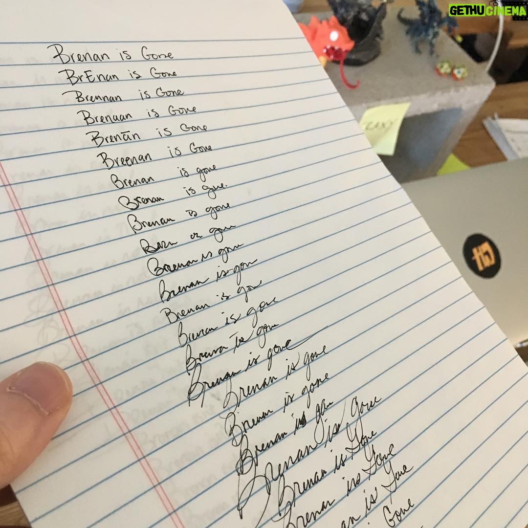 Brennan Lee Mulligan Instagram - Nice to come back from vacation and find an absolutely bone-chilling welcome note on your desk from true blue pal @one_af_one West Hollywood, California