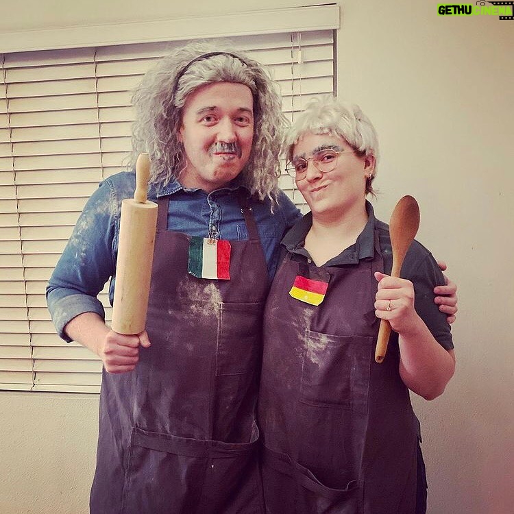 Brennan Lee Mulligan Instagram - Dear @britishbakeoff: If @iz_ball and I went as @giuseppecooks & @juergenthebread for Halloween and without any preplanning ran into our friends @mattdirects & @feistymcfeisterson dressed as paul.hollywood & @prueleith, can we all come to the picnic??? 📷: @greatbritishbakingpod @thebeccascott