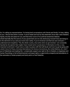 Brennan Lee Mulligan Instagram - Go to @5calls for help calling your representatives, follow @jewishvoiceforpeace and @ifnotnoworg among other great organizations for more information. #ceasefire