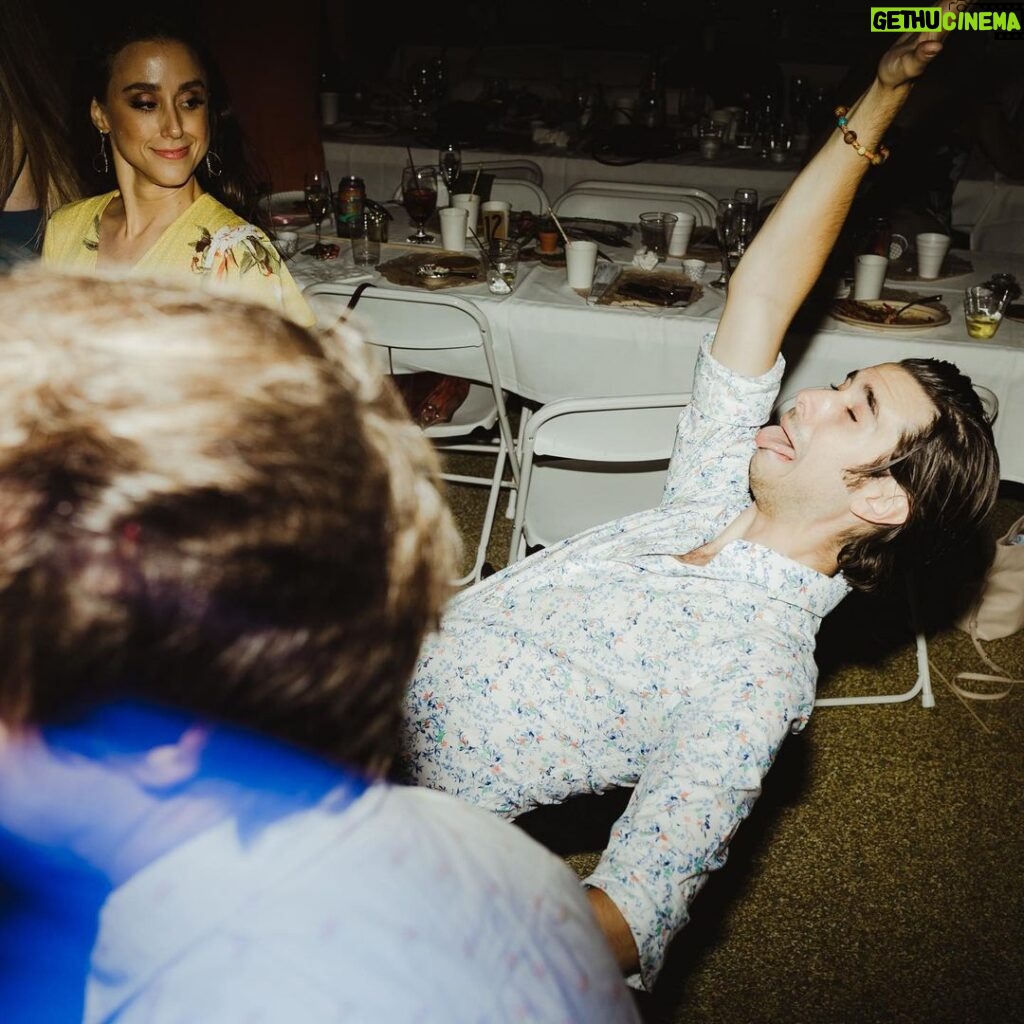 Brian Holden Instagram - Let’s be clear. This is one of the greatest wedding reception pictures of all time, expertly captures by @jilldevriesphotography. Happy Birthday to @jonyricker, who is always willing to leave it all on the dance floor and also go in on a thruple bird-shirt purchase.