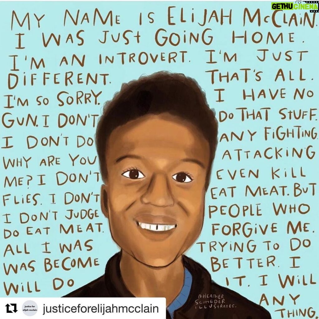 Brian Holden Instagram - The story of this young man’s death is so horrific. True #justiceforelijahmcclain would be if he were alive. #Repost @justiceforelijahmcclain with @get_repost ・・・ SHARE HIS STORY. CALL AND EMAIL AGAIN. Demand #justiceforelijahmcclain #blacklivesmatter #sayhisname Art by @heatherschiederillustrates_ @theeyetravels @czillustration