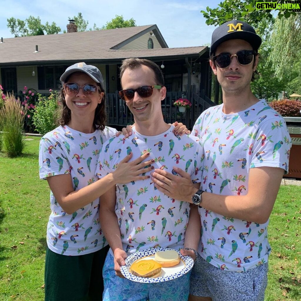 Brian Holden Instagram - Let’s be clear. This is one of the greatest wedding reception pictures of all time, expertly captures by @jilldevriesphotography. Happy Birthday to @jonyricker, who is always willing to leave it all on the dance floor and also go in on a thruple bird-shirt purchase.