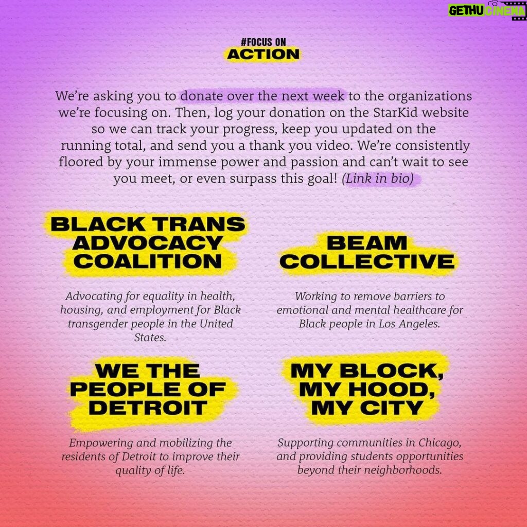 Brian Holden Instagram - Calling all StarKids! Now is the moment for us, as a community, to do our part in the fight for racial equality and justice. So let’s #FocusOnAction, and support these organizations that are working to support Black communities, and Black wellness! We’ve already donated, and we want YOU to match us! ANY amount helps! @wethepeopledetroit @myblockmyhoodmycity @_beamorg @blacktranscoalition This is how our community thrives! When we’re coming together to help people and make a difference. LET’S GOOOO! (Link in bio)