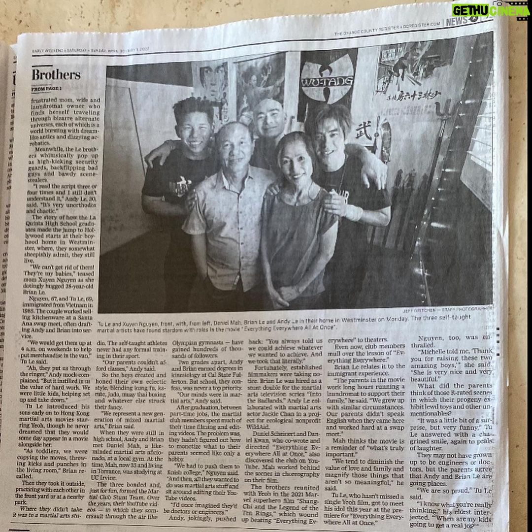 Brian Le Instagram - ⛩ 武館 ⛩ 🍊@ocregister ‼️🔥HOMETOWN NEWSPAPER🔥‼️😱 THANK YOU ORANGE COUNTY REGISTER @ocregister FOR THE AMAZING INTERVIEW @martialclubofficial 🙏🏻😊❤️ @andyle_official @dmah_mc HAD A BLAST REPPIN THE MARTIAL ARTS STORY GROWING UP IN THE 714 LITTY SAIGON BOLSA SHAOLIN WESTMINSTER DAWK!!!!!🔥 ARTICLE BY: @ms2bits 🙌🏻 📸 PHOTO BY: @jgritchenphoto SPECIAL SHOUT-OUT TO @jessicatseang @racheltran FOR COORDINATING🙏🏻😊 THANKS @_kittycai FOR COPPIN THE LAST NEWSPAPER 🙏🏻 #ocregister #orangecounty #orangecountyregister #actionstar MartialClub #MartialArts #FightChoreography #JackieChan #BruceLee #MichelleYeoh #HongKongStyle #donnieyen #Action #Cinema #TheDaniels #EverythingEverywhereAllAtOnce #EverythingEverywhereMovie #EEAAO #filmmaking #kungfu #warriorspirit #ufcgymhuntingtonbeach Little Saigon--West Minister, CA