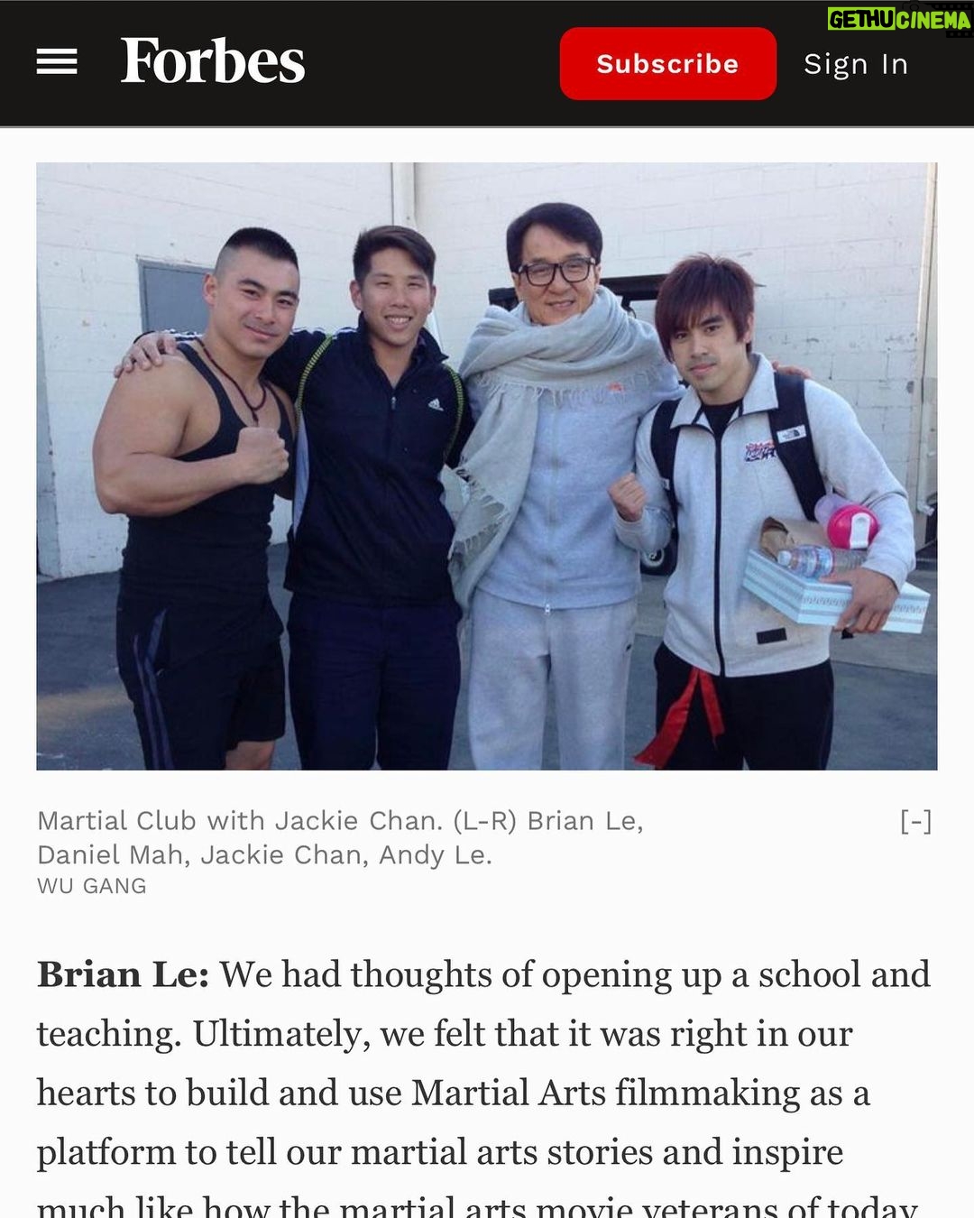 Brian Le Instagram - ⛩ 武館⛩‼️ FORBES X MARTIAL CLUB 🙏 OUR JOURNEY THROUGH @forbes AN AMAZING ARTICLE BY @goldiecylon 🙇🏻♂️ FULL ARTICLE LINK IN BIO THANK YOU @forbes. WE NEVER WOULD HAVE THOUGHT TO HAVE AN EXCLUSIVE STORY ON MARTIAL CLUB @martialclubofficial 🙏 Thank you so much for allowing us to share our journey. Thank you @jessicatseang for coordinating!! We are so excited to show the world what Martial Club is all about🔥 @martialclubofficial @briandemonwolf @dmah_mc @racheltran @j_flips @d.y._sao @tyrannosaurus.chef #Forbes #ForbesCareer #DailyGoldie #MartialClub #MartialArts #FightChoreography #JackieChan #JetLi #BruceLee #MichelleYeoh #HongKongStyle #YuenWooping #Action #Cinema #TheDaniels #EverythingEverywhereAllAtOnce #EverythingEverywhereMovie #EEAAO #filmmaking #kungfu #warriorspirit Little Saigon--West Minister, CA