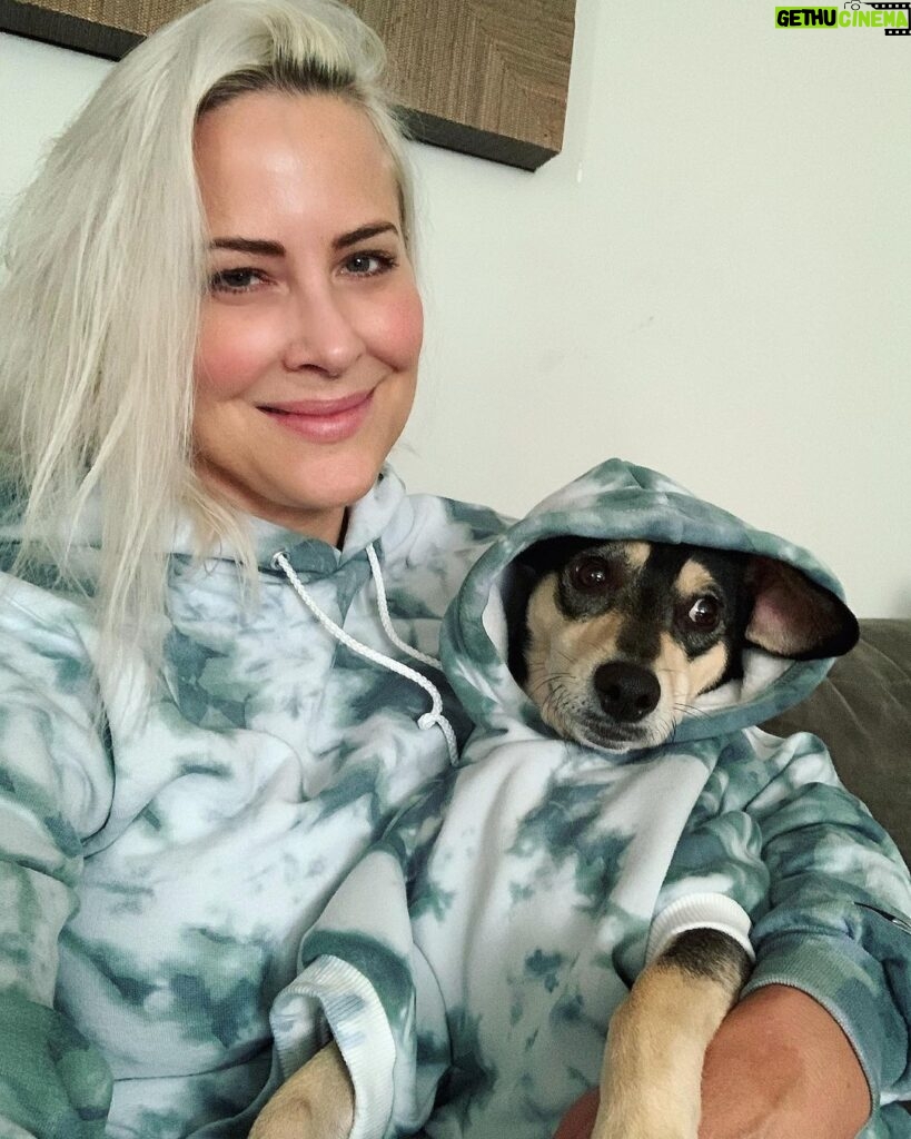 Brittany Daniel Instagram - This is where I’ll be over the holidays.Thank you @courtneytallmanhair for the perfect Christmas gift.You know me so well. Matching sweats by @realcutecreative #owningit #doggiesweatshirt #purelove #myboytj