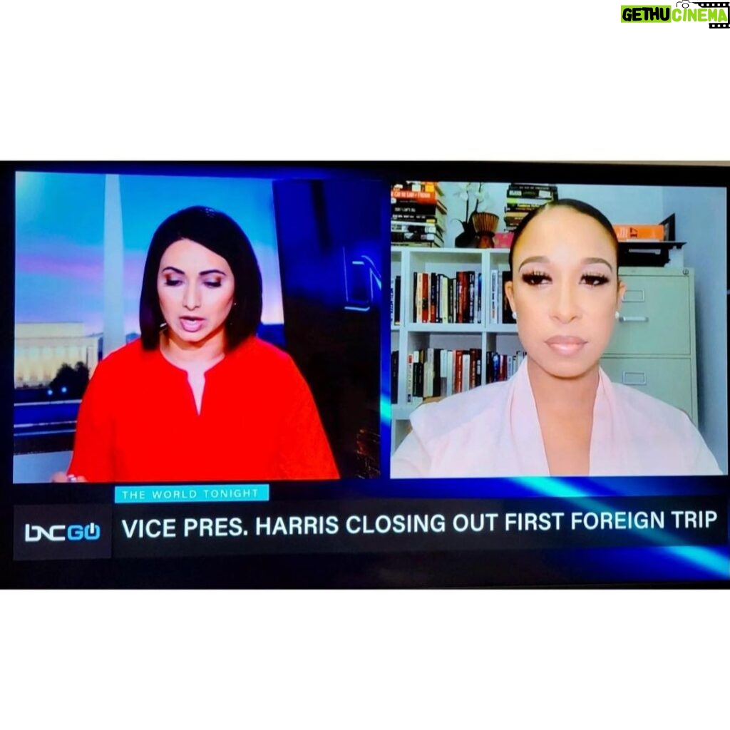 Brittany Lee Lewis Instagram - Discussing the Vice President’s trip to Central America on the Black News Channel. I specifically discussed the irony of the VP telling folks “do not come” as people continue to flee horrid conditions that the US helped create in the name of profit and empire.
