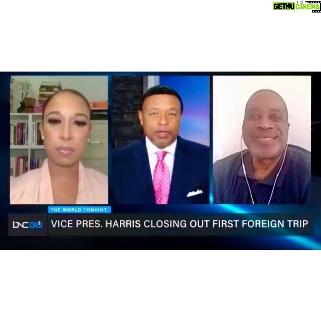 Brittany Lee Lewis Instagram - Discussing the Vice President’s trip to Central America on the Black News Channel. I specifically discussed the irony of the VP telling folks “do not come” as people continue to flee horrid conditions that the US helped create in the name of profit and empire.