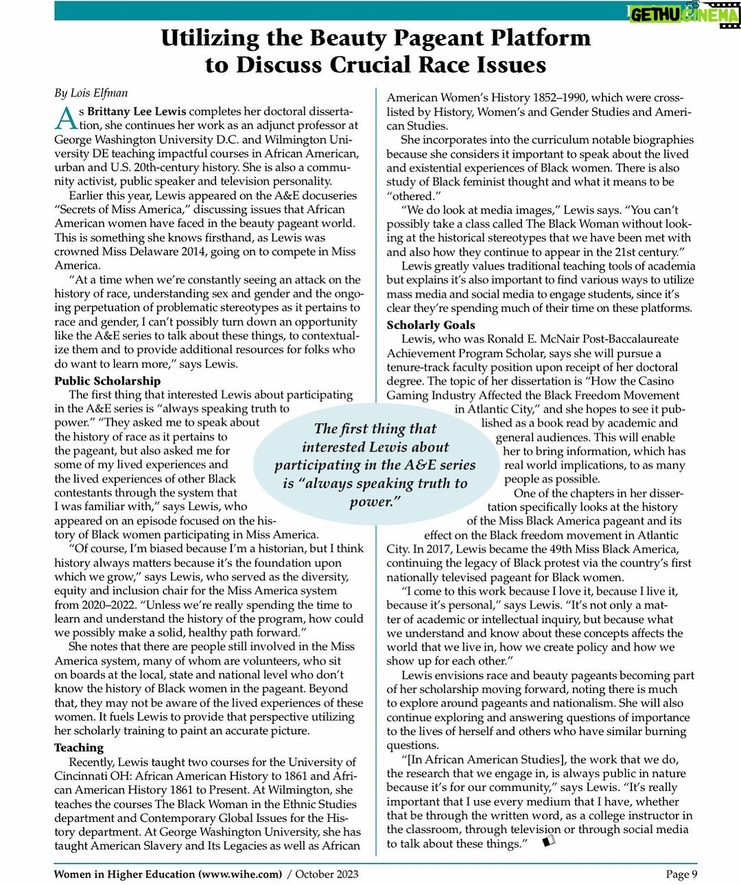 Brittany Lee Lewis Instagram - Women in Higher Education magazine 💚